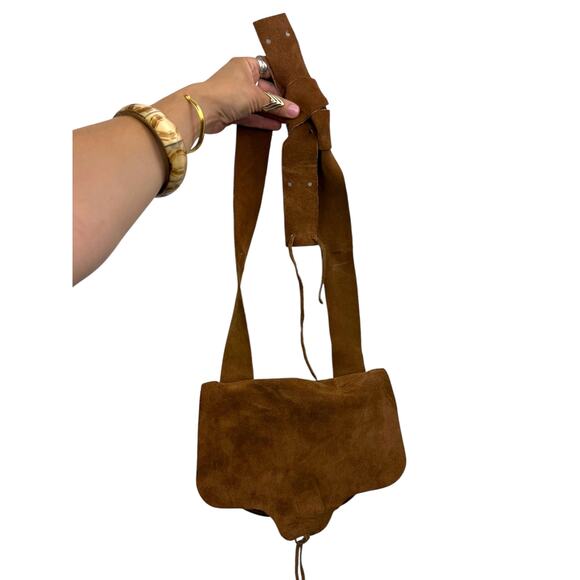 Vintage handmade brown suede small bag - Picture 2 of 5